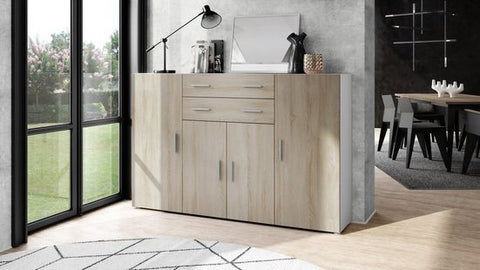 Highboard "Aron" in White Matt with Various Front Colours