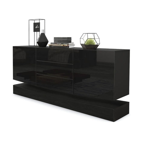 Wall Mounted Sideboard "City" In Black HG