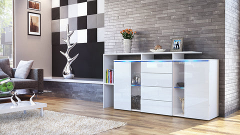 Sideboard "Lissabon" in White Matt / Different Front Colors