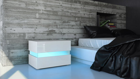 Nightstand "Flow" in White High Gloss