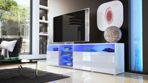 TV Stand "Granada V2" - White High Gloss /  Various Color Fronts