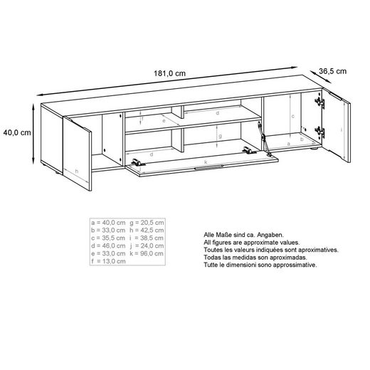 TV Stand Mogan in Black / Various Front Color