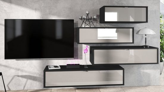 Wall Unit "Lana V2" with Black Body + Various Color Fronts