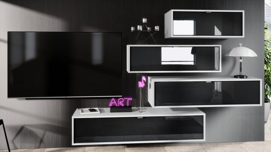 Wall Unit "Lana V2" with Black Body + Various Color Fronts