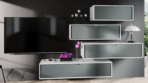 Wall Unit "Lana V2" with Black Body + Various Color Fronts