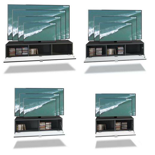 Wall Unit "Lana V2" with Black Body + Various Color Fronts