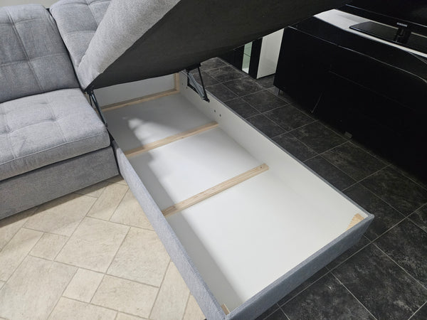 Sectional "Nelson" in Gray + Bed Function/Storage