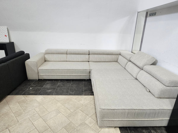 Sectional "Olimp" in Beige Fabric + Bed Function