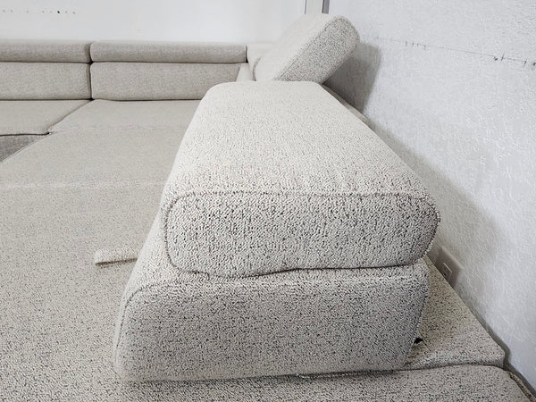 Sectional "Olimp" in Beige Fabric + Bed Function