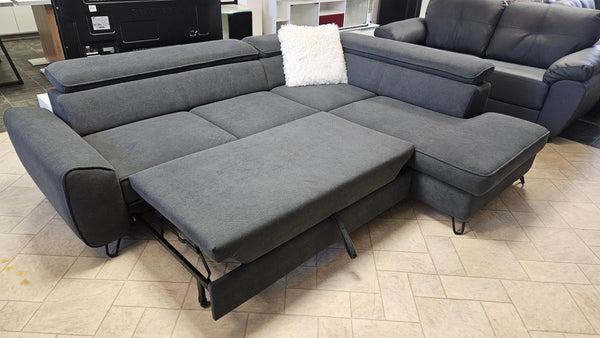 Sectional "Lola" in Dark Anthrazit + Bed Function