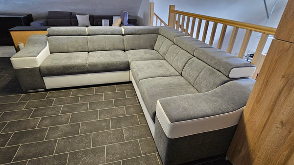 Sectional "Ewa II" in Gray/White + Bed Function