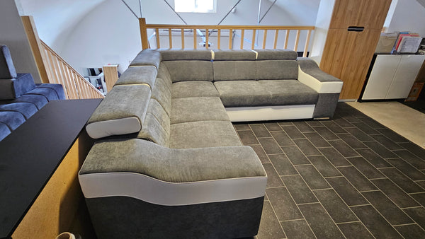 Sectional "Ewa II" in Gray/White + Bed Function