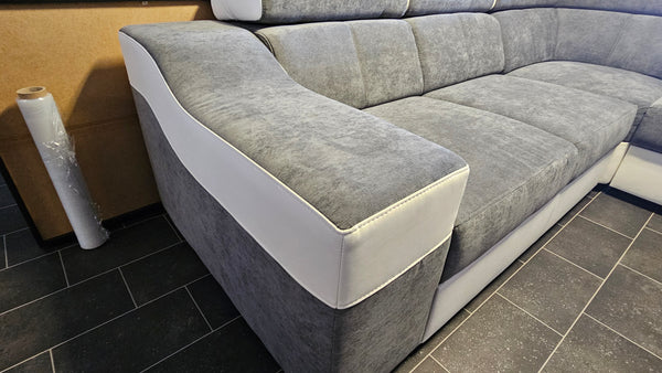 Sectional "Ewa II" in Gray/White + Bed Function