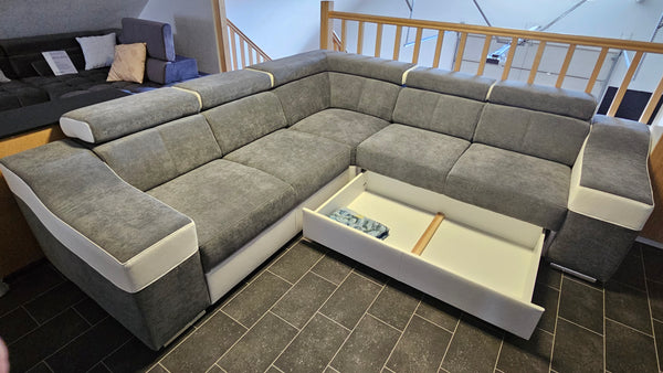 Sectional "Ewa II" in Gray/White + Bed Function