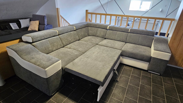 Sectional "Ewa II" in Gray/White + Bed Function