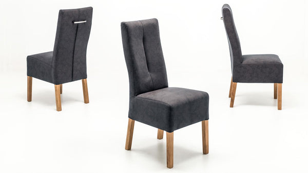 Dining Chair "Fabius" in Grey Leather