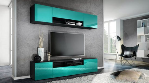 Tv Stand Set Mogan in Black Matt / Various Front Color