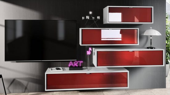 Wall Unit "Lana V2" with Black Body + Various Color Fronts
