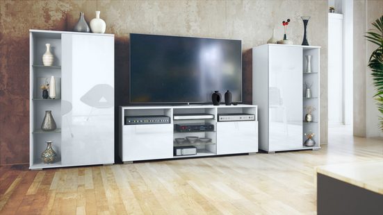 Modern Wall Unit "Davos" in White Matt + Various Color Fronts