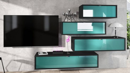 Wall Unit "Lana V2" with Black Body + Various Color Fronts