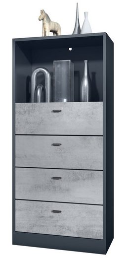 Storage Unit "Pinio V4" in Black/Fronts in Various Colors