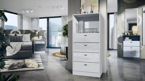 Storage Unit "Pinio V4" in White/Fronts in Various Colors