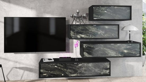 Wall Unit "Lana V2" with Black Body + Various Color Fronts