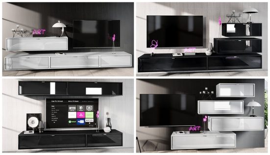Wall Unit "Lana V2" with Black Body + Various Color Fronts