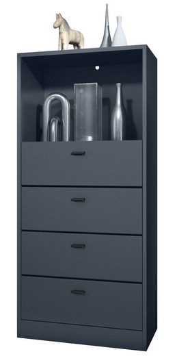 Storage Unit "Pinio V4" in Black/Fronts in Various Colors
