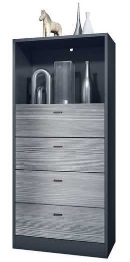 Storage Unit "Pinio V4" in Black/Fronts in Various Colors