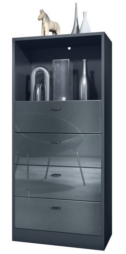 Storage Unit "Pinio V4" in Black/Fronts in Various Colors