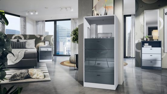 Storage Unit "Pinio V4" in White/Fronts in Various Colors