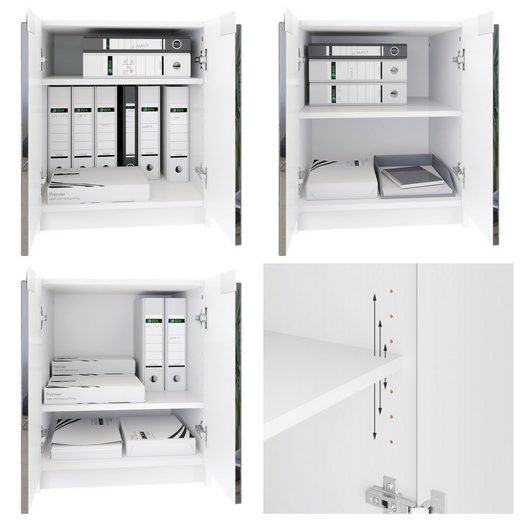 Office Storage Unit "Logan" in White / Fronts in Various Colors
