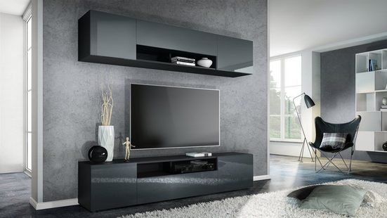 Tv Stand Set Mogan in Black Matt / Various Front Color