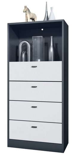 Storage Unit "Pinio V4" in Black/Fronts in Various Colors