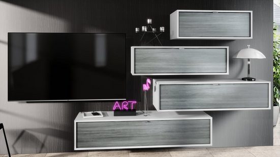Wall Unit "Lana V2" with Black Body + Various Color Fronts