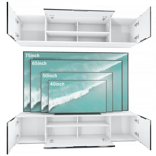 Tv Stand Set Mogan in White / Various Front Color