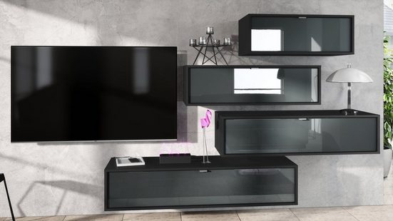 Wall Unit "Lana V2" with Black Body + Various Color Fronts