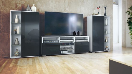 Modern Wall Unit "Davos" in White Matt + Various Color Fronts