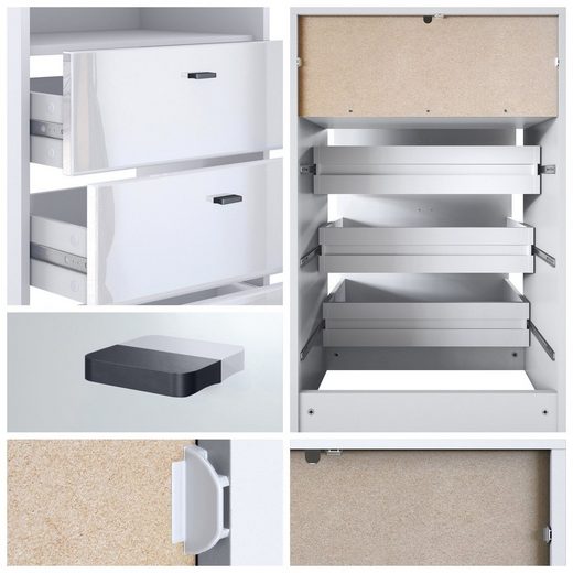 Storage Unit "Pinio V3" in White/Fronts in Various Colors
