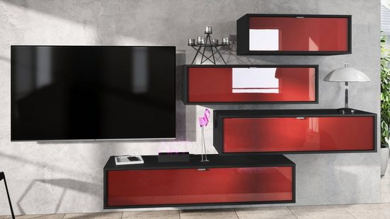 Wall Unit "Lana V2" with Black Body + Various Color Fronts