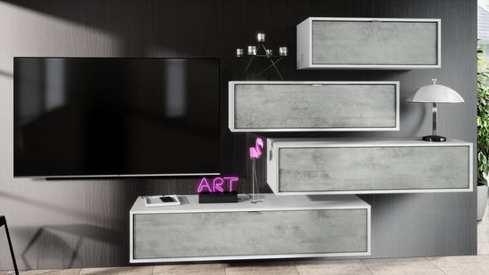 Wall Unit "Lana V2" with Black Body + Various Color Fronts