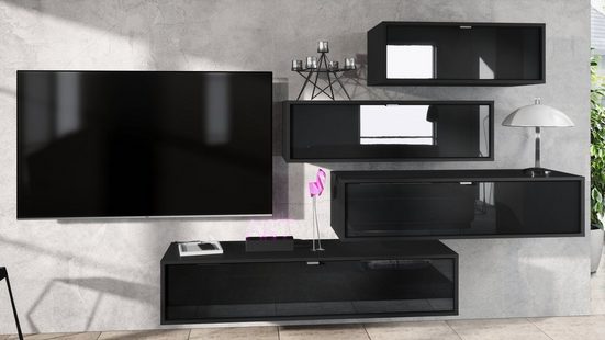 Wall Unit "Lana V2" with Black Body + Various Color Fronts