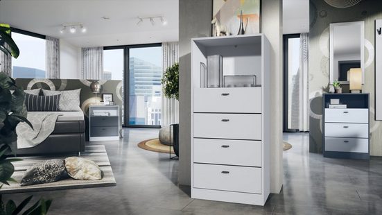Storage Unit "Pinio V4" in White/Fronts in Various Colors