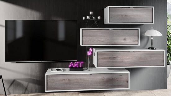 Wall Unit "Lana V2" with Black Body + Various Color Fronts