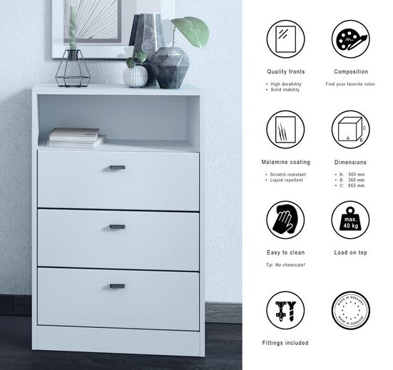 Storage Unit "Pinio V3" in White/Fronts in Various Colors