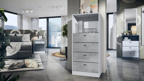 Storage Unit "Pinio V4" in White/Fronts in Various Colors