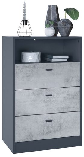 Storage Unit "Pinio V3" in Black/Fronts in Various Colors