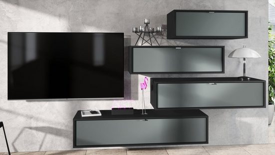 Wall Unit "Lana V2" with Black Body + Various Color Fronts