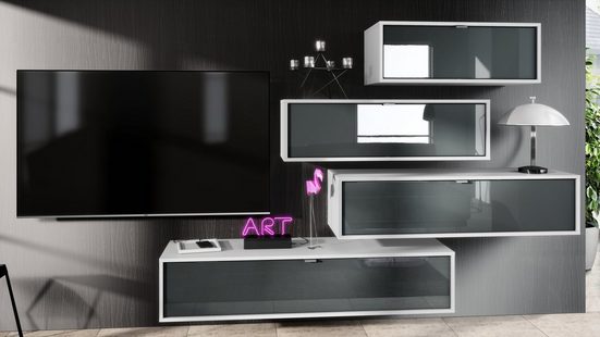 Wall Unit "Lana V2" with Black Body + Various Color Fronts
